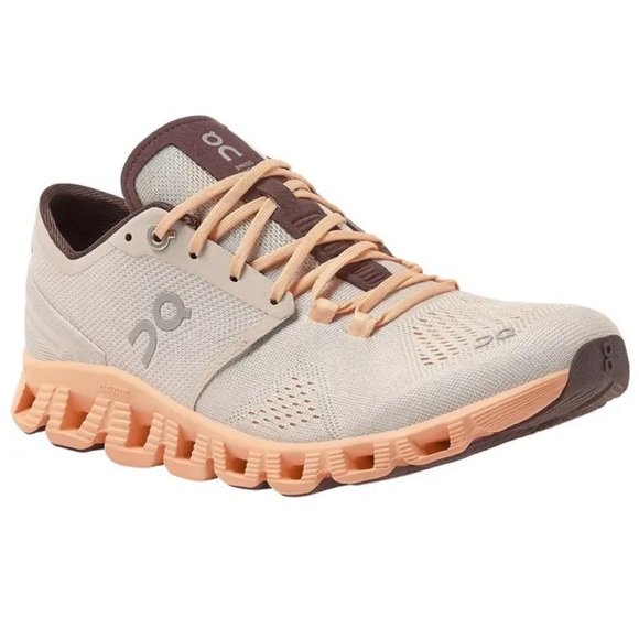 On Running Shoes - ON Cloud X Training Shoe Womens Silver Almond Size 7 US